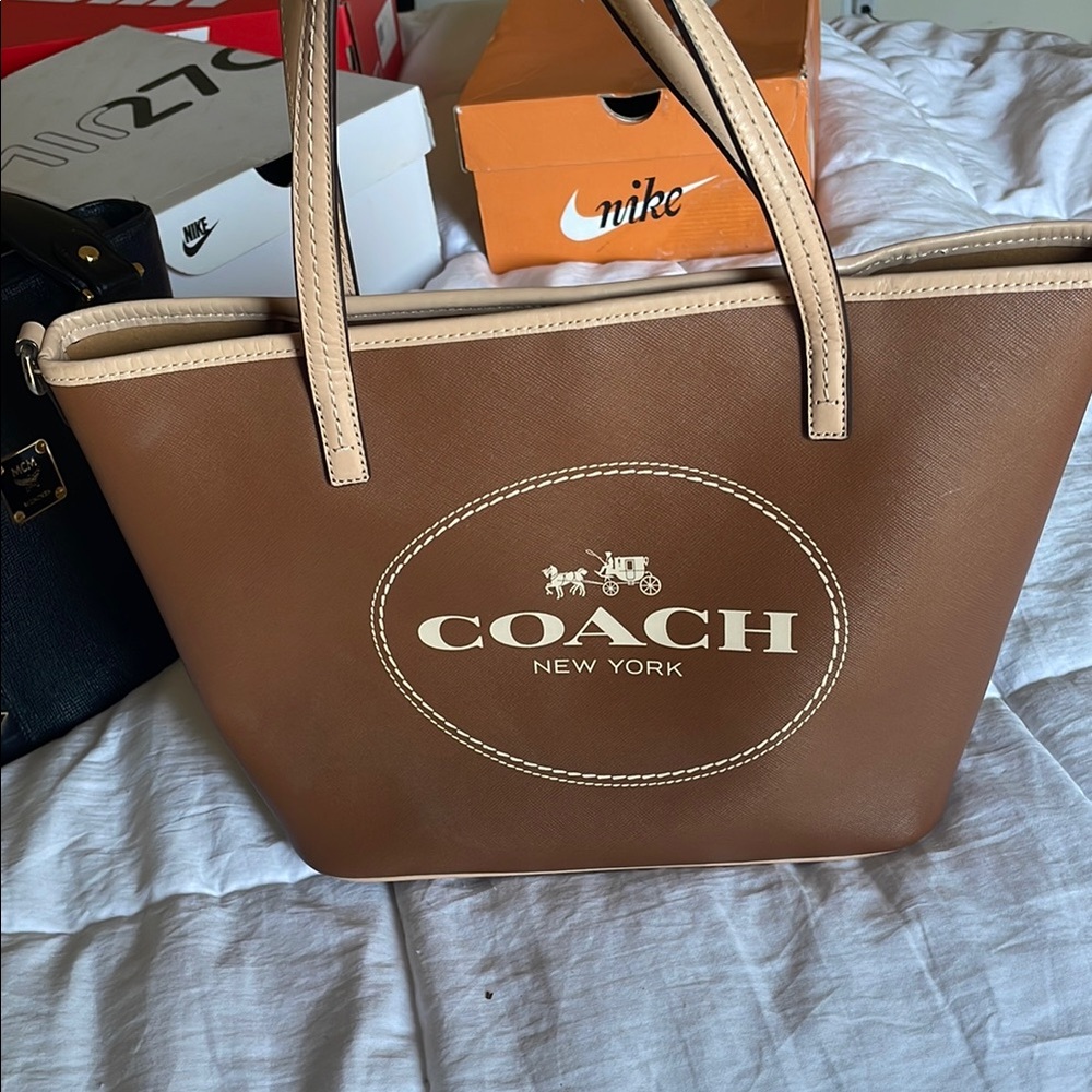 Coach Tan and Cream Tote Bag
